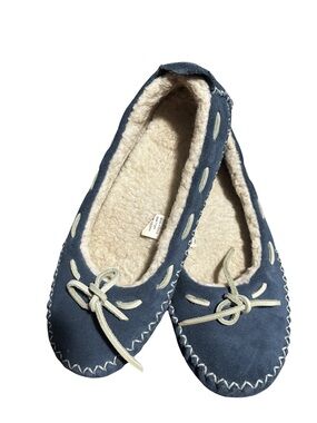 L.L. Bean Hearthside Slippers in blue suede